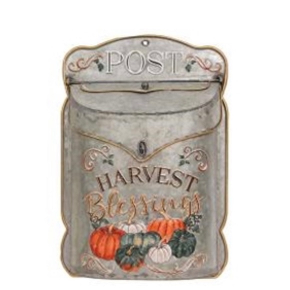 *Harvest Blessings Pumpkin Metal Post Box - Picture 9 of 12